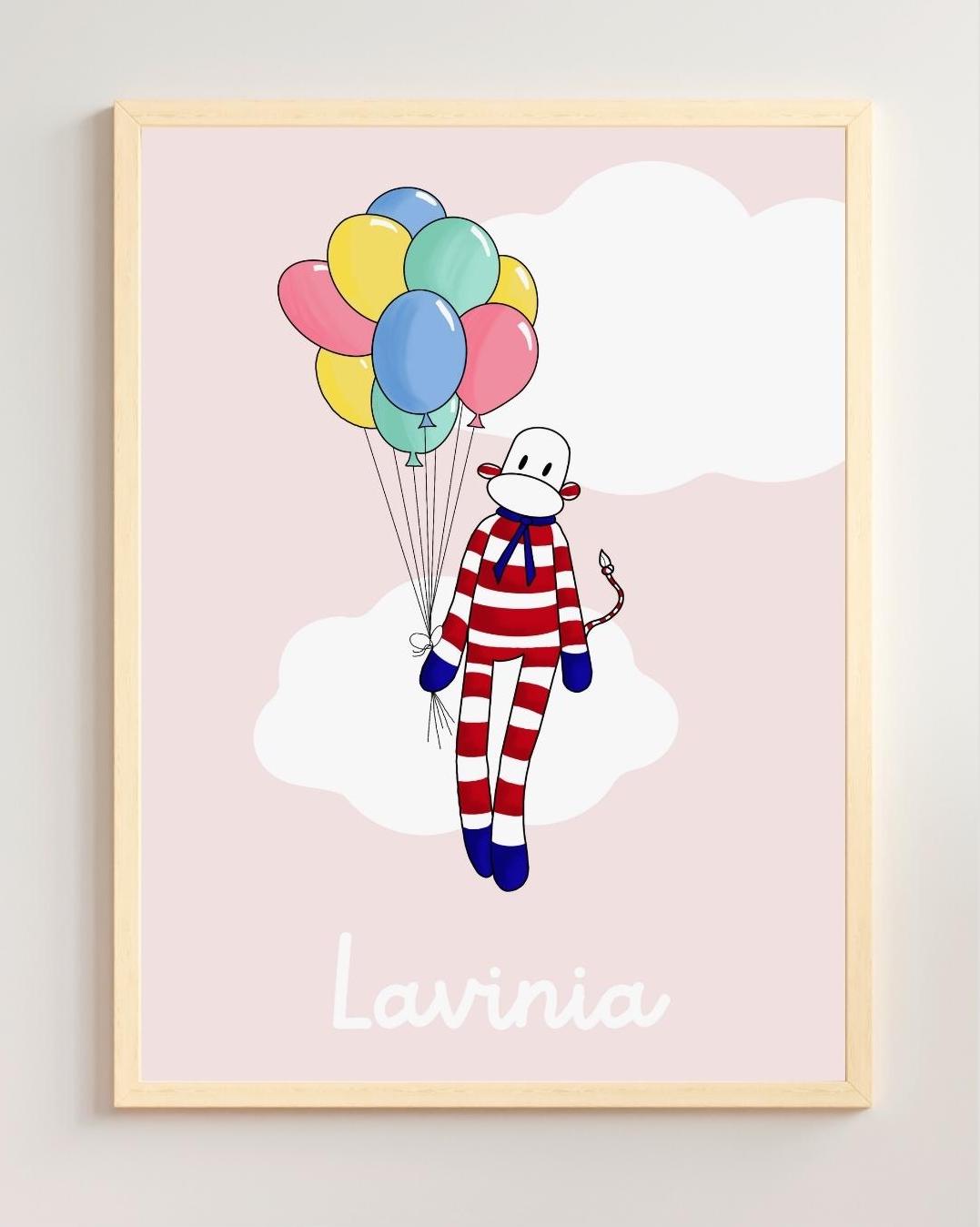 Poster personalizzabile - PALLONCINI ROSA