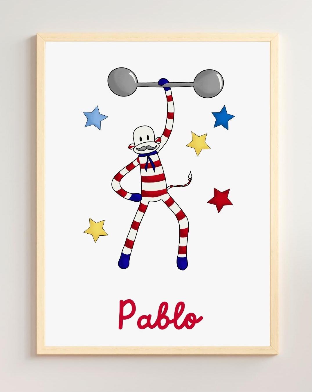 cadre affiche personnalisée homme fort cirque étoiles pablo