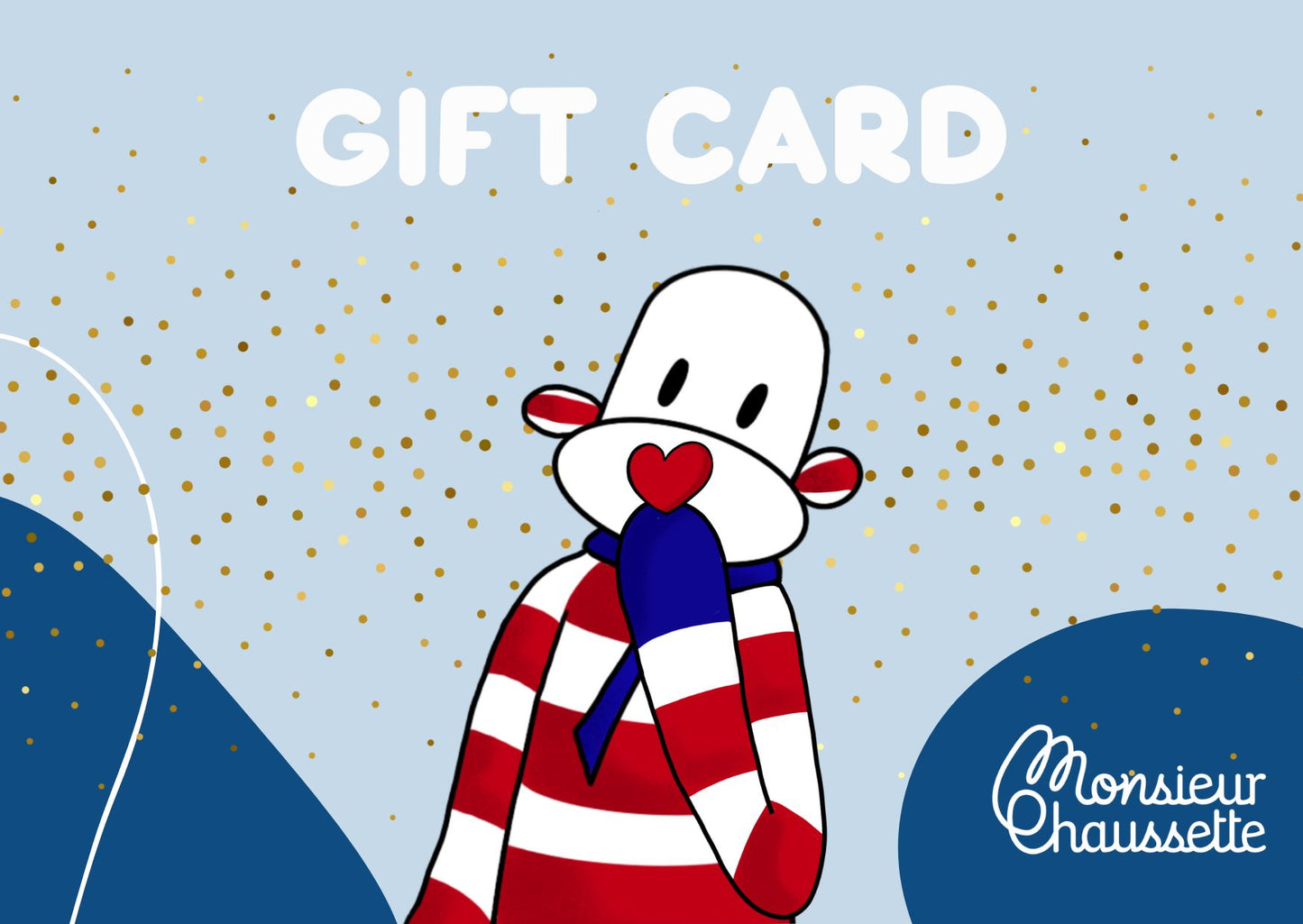CARTE CADEAU MONSIEUR CHAUSSETTE AVEC DOUDOU SINGE QUI FAIT UN BISOU
