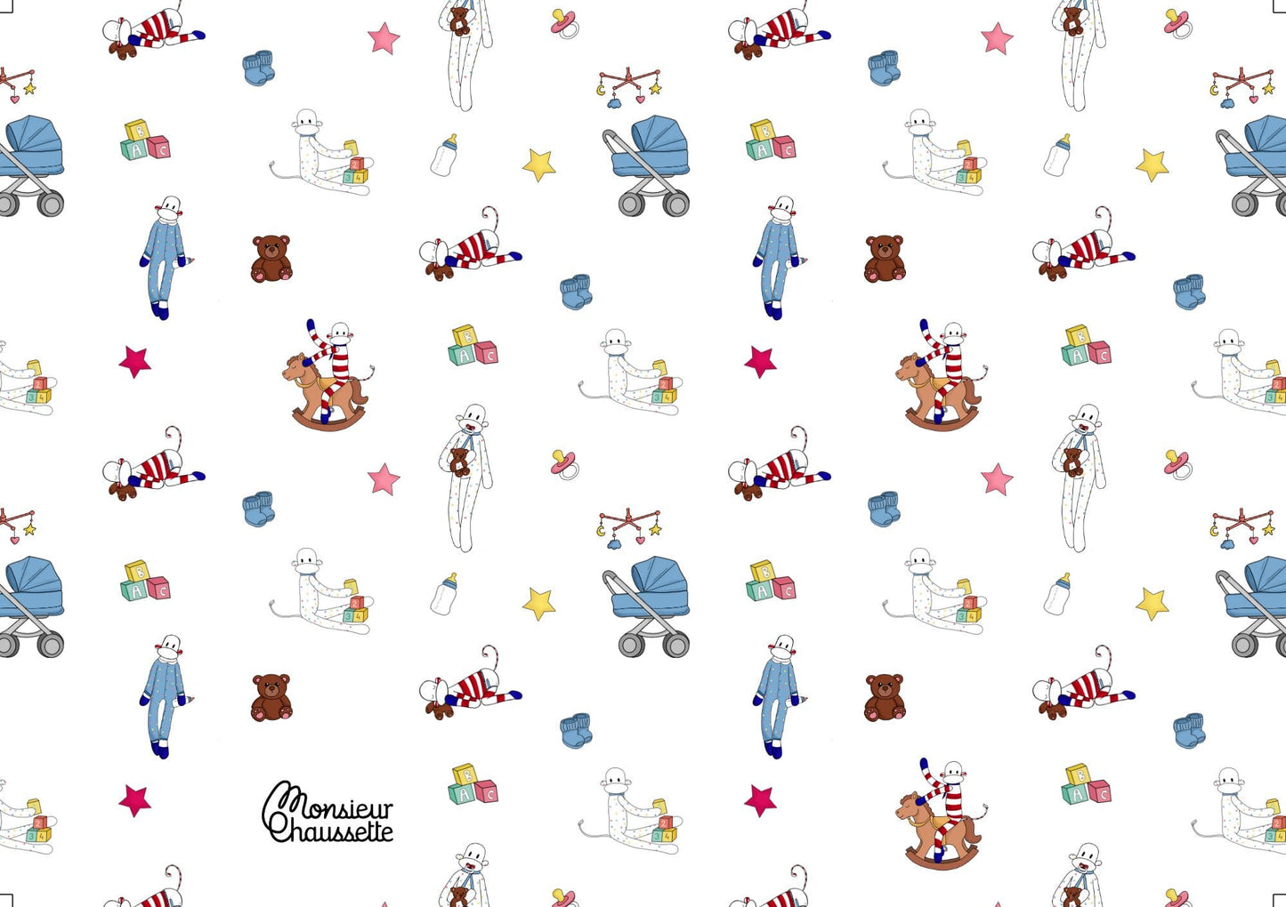 couverture ouverte carnets Monsieur Chaussette thème naissance