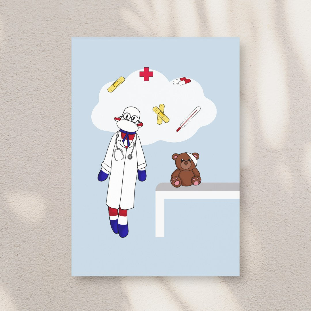 monsieur chaussette doudou singe en docteur