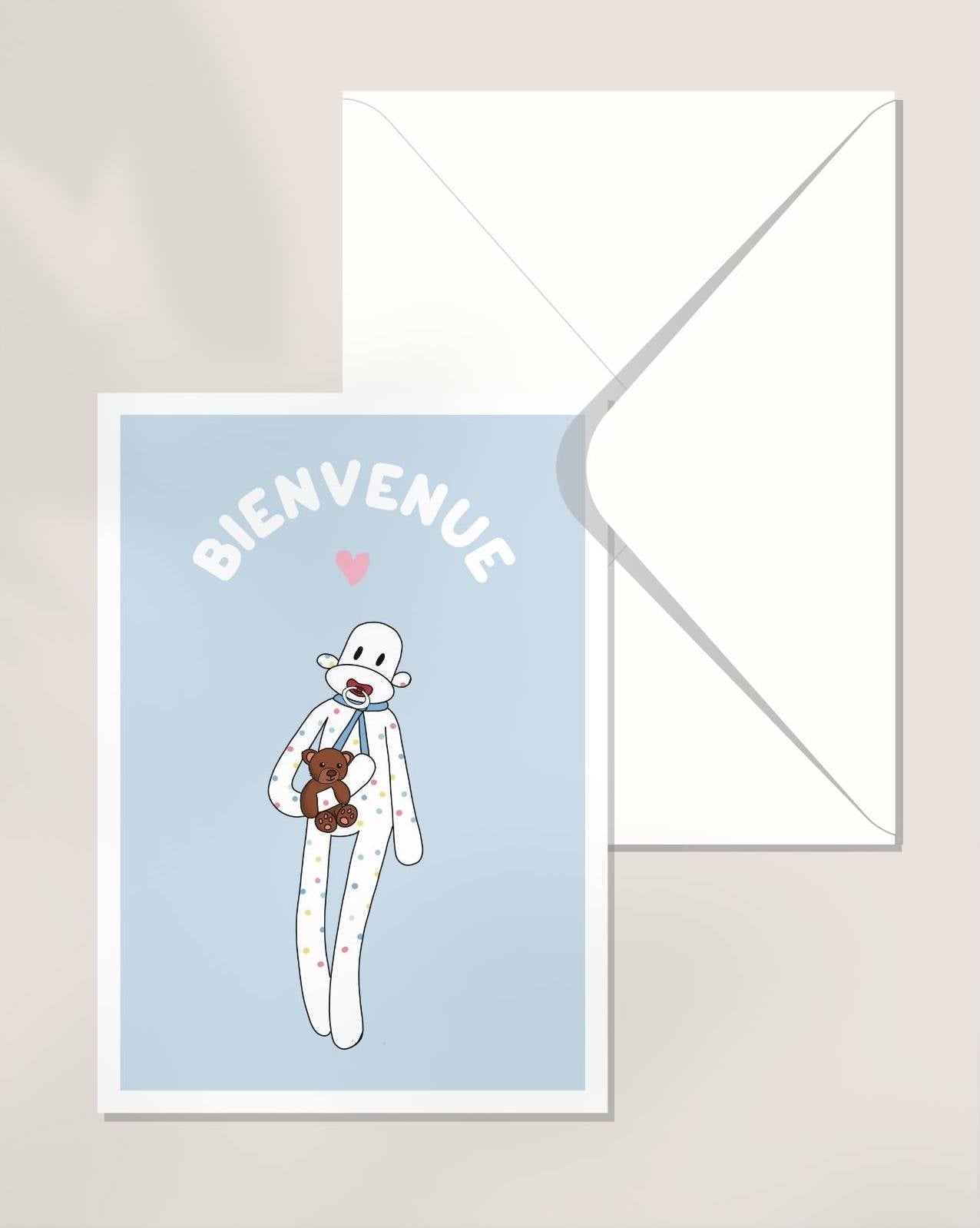 Carte BIENVENUE bleue