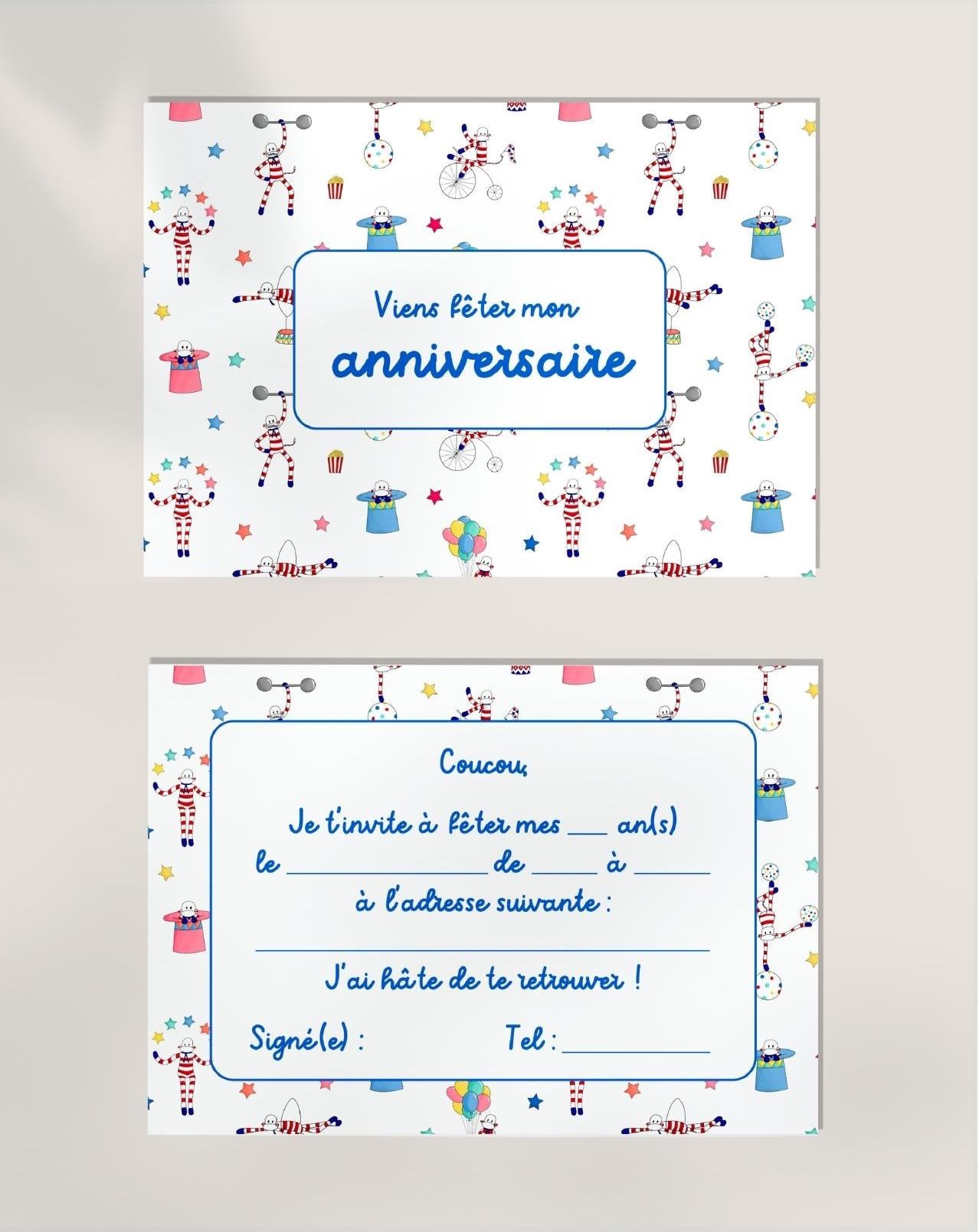 Les cartons d'invitation Anniversaire (lot de 8 cartes et enveloppes)