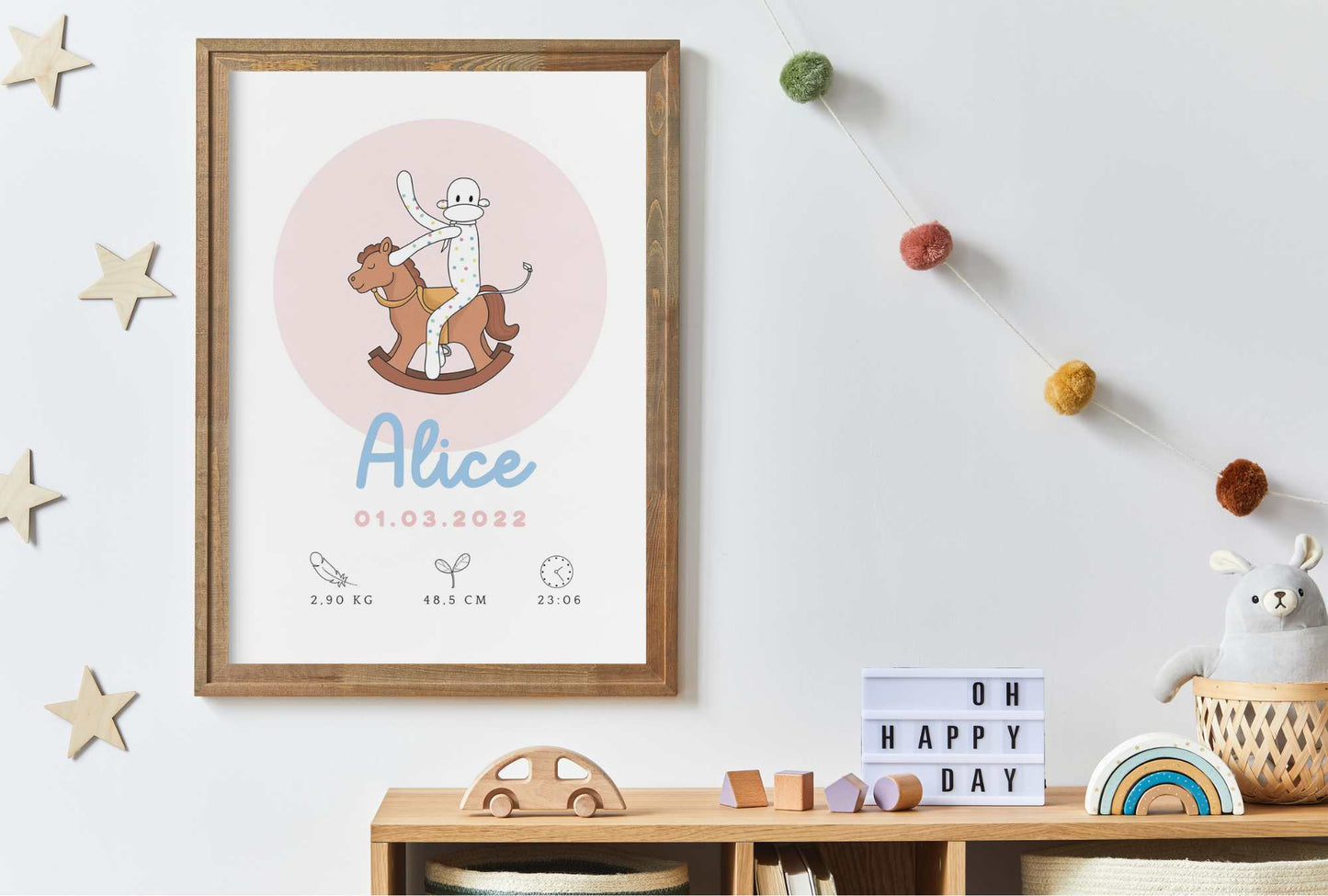 chambre enfant avec cadre doudou singe affiche de naissance
