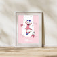 cadre premium d'une affiche de naissance personnalisée avec une danseuse posé sur parquet en bois