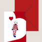 billet de saint valentin singe rayures rouges et blanches ballon coeur