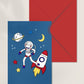 carte astronaute enveloppe rouge