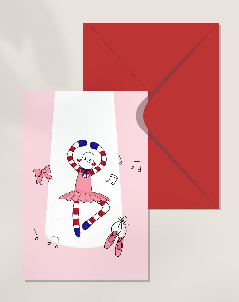carte ballerine enveloppe rouge