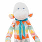 Doudou singe Lucien de face portrait avec son écharpe turquoise